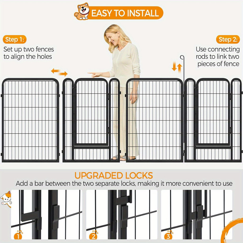 Dog Playpen 8 or 16 Panels, Portable Indoor Outdoor Pet Exercise Pen for Supervised Puppy Play, Backyard Gardens and RV Camping Trips