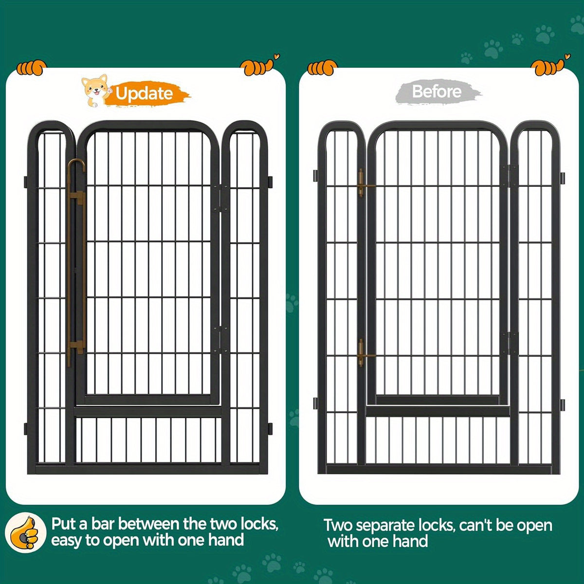 Dog Playpen 8 or 16 Panels, Portable Indoor Outdoor Pet Exercise Pen for Supervised Puppy Play, Backyard Gardens and RV Camping Trips