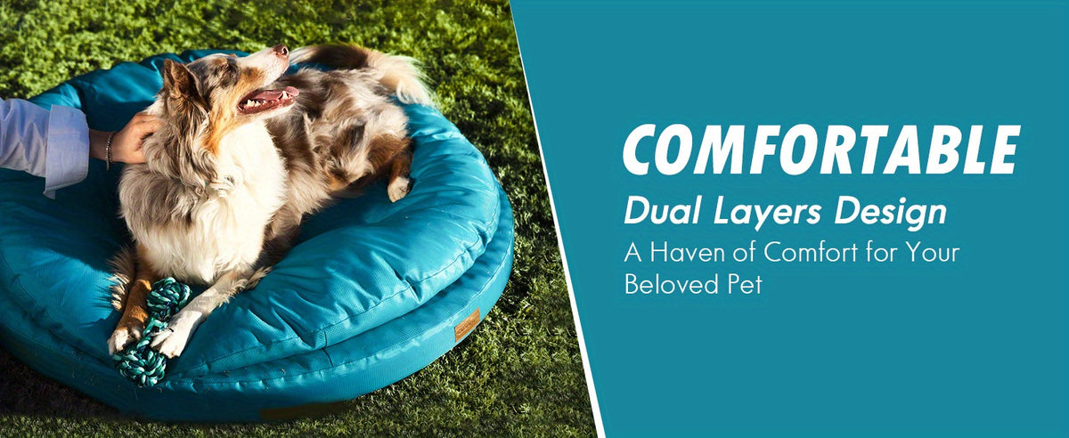 Round Orthopedic Dog Bed for Large Dogs, Dual-Layer Pet Lounger with Washable Cover and Non-Slip Bottom, 36 or 42 Inch in Two Colors