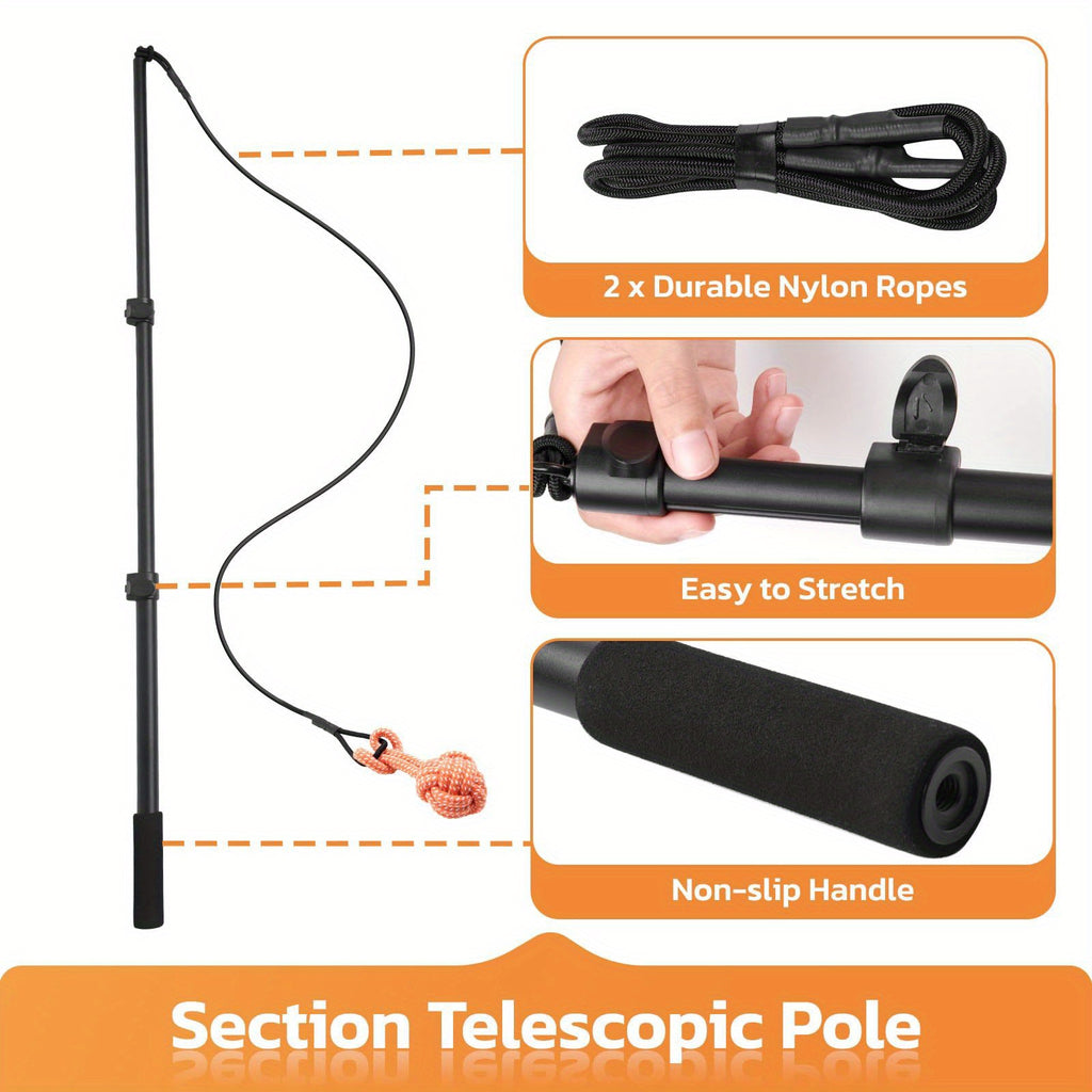 40-Inch Dog Flirt Pole with Telescopic Aluminum Alloy Wand, Non-Slip Handle and Detachable Lure Design for Supervised Chase Play and Training