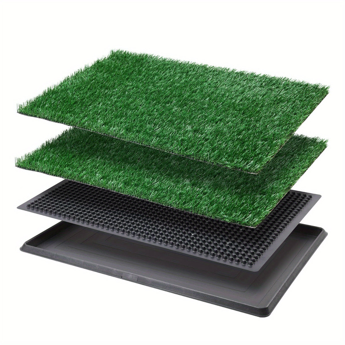 Reusable Grass Dog Potty with Tray and Two Turf Mats, 3-Layer Washable Puppy Training Toilet with Drainage for Apartments, Balconies and Outdoor Use