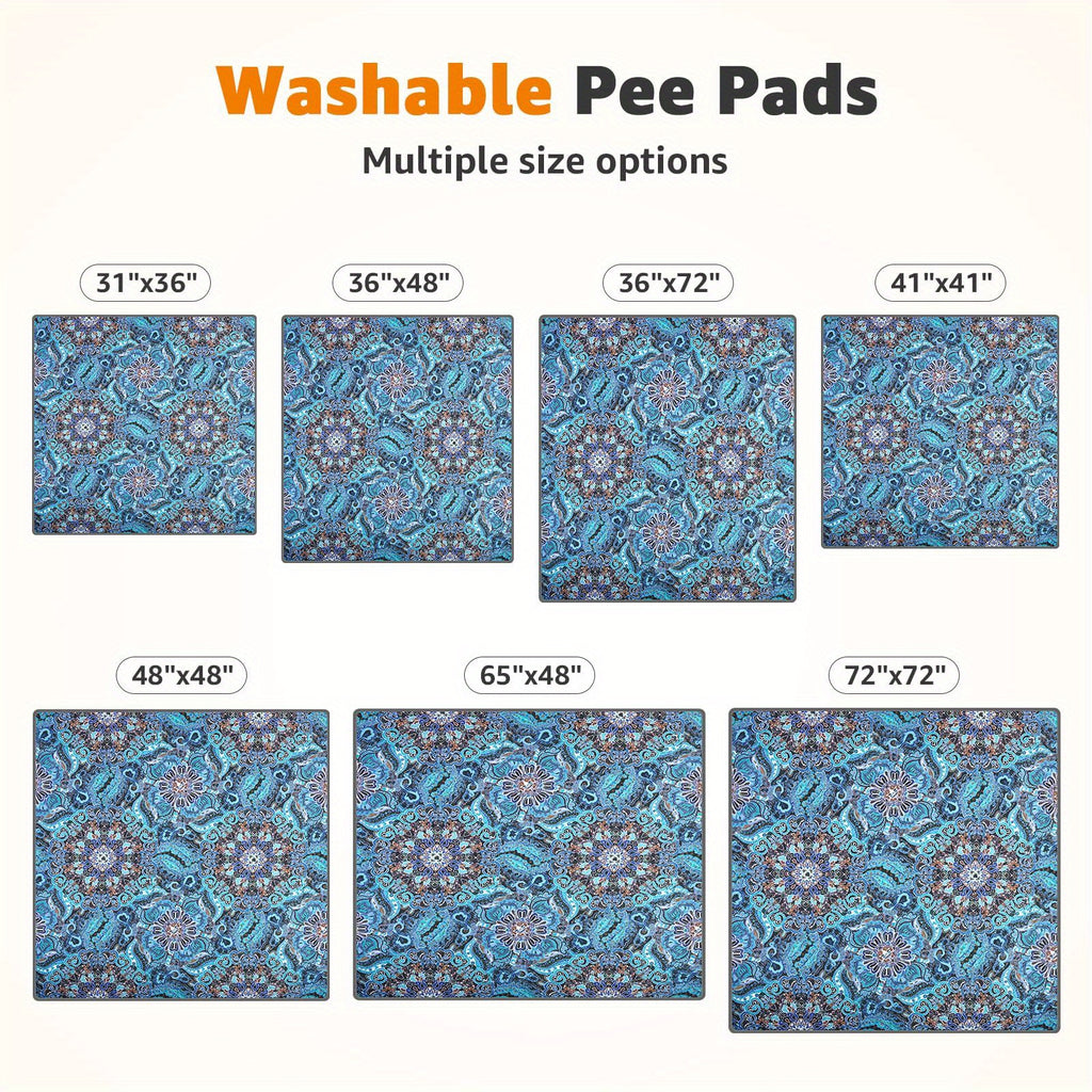 Washable Dog Pee Pads with 4-Layer Absorption, Reusable Non-Slip Puppy Potty Training Mats in 31 x 36, 41 x 41 and 72 x 72 Inch Sizes