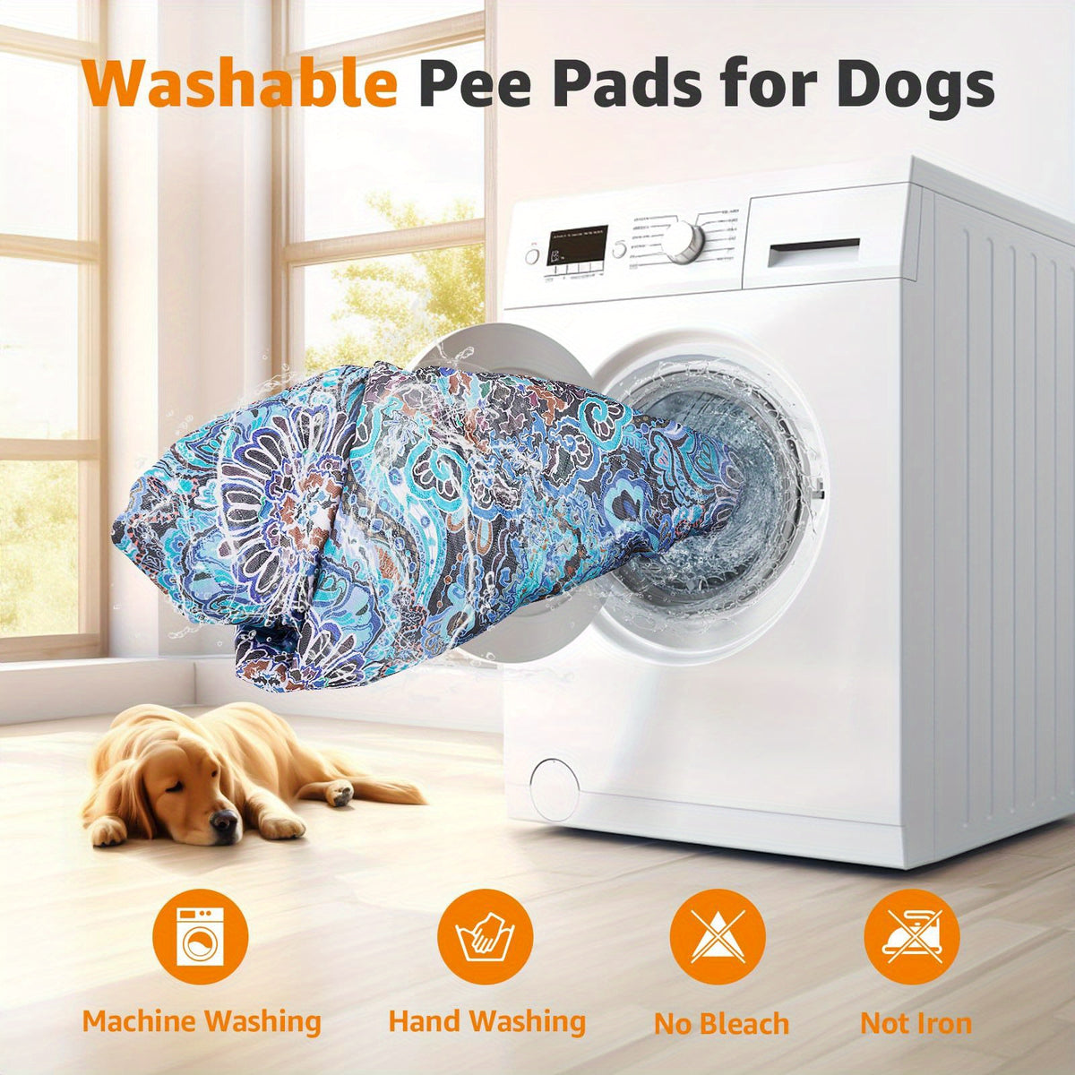 Washable Dog Pee Pads with 4-Layer Absorption, Reusable Non-Slip Puppy Potty Training Mats in 31 x 36, 41 x 41 and 72 x 72 Inch Sizes