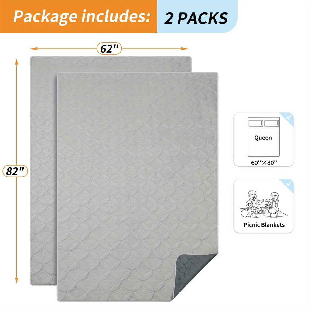 Dog Blankets 2 Pack 62 x 82 Inch, Reversible Machine Washable Pet Furniture Protectors with TPU Coating for Couch, Bed and Car, Light and Dark Grey