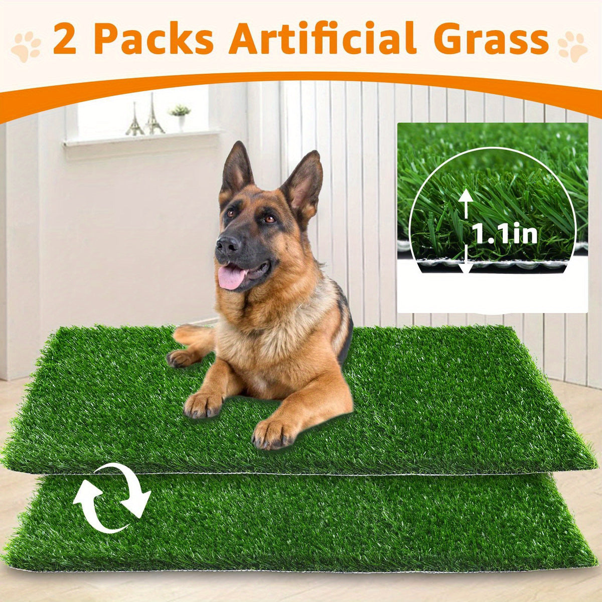 Artificial Grass Dog Potty with Tray and 2 Replacement Grass Pads, Washable Puppy Training Toilet in Three Sizes for Apartments, Balconies and RVs