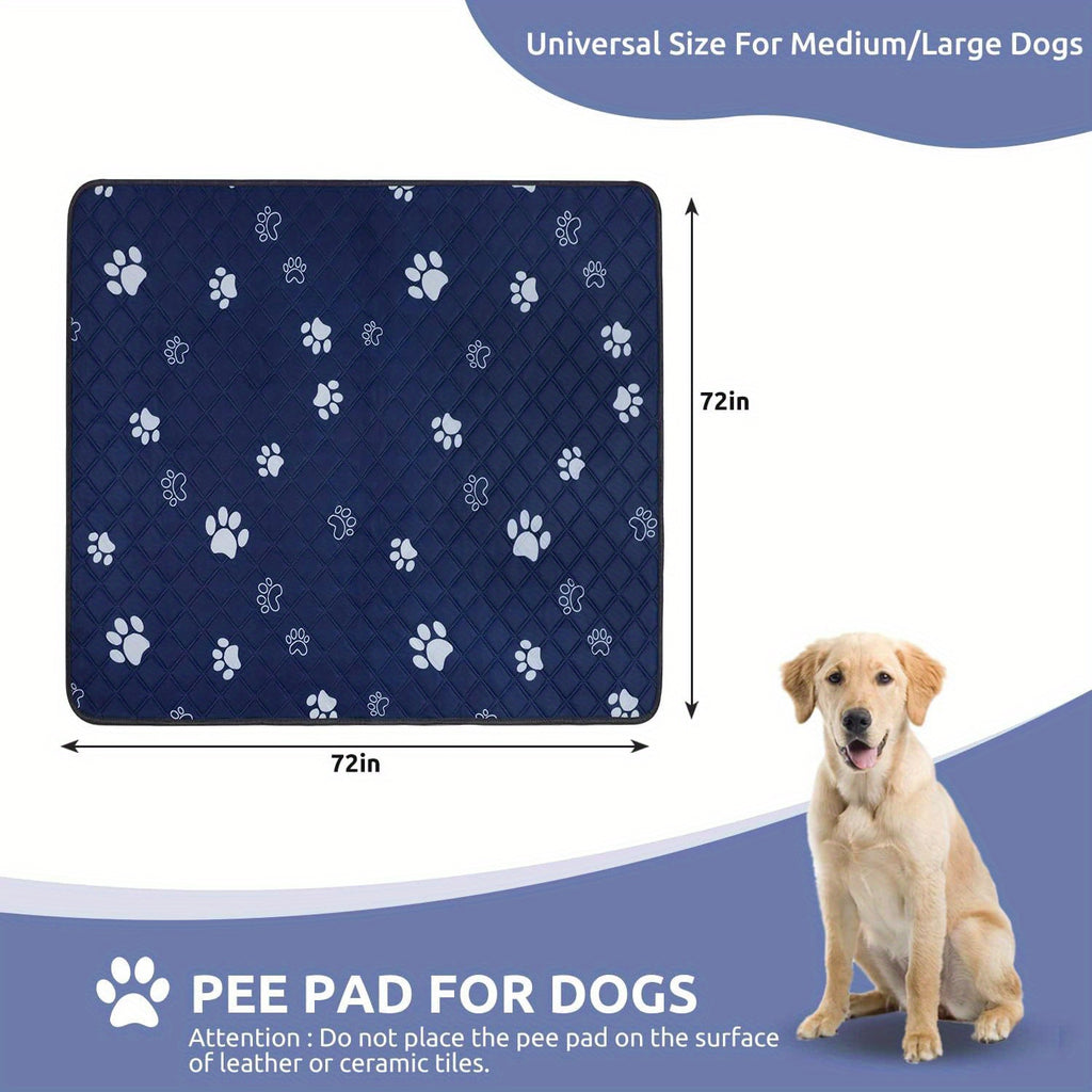 Extra Large Washable Dog Pee Pad 48 x 65 Inches, 1 Pack Reusable Non-Slip Puppy Potty Training and Whelping Mat in Blue or Grey for Home Use