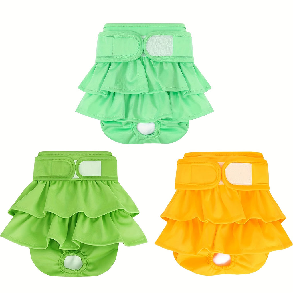 Washable Dog Diapers for Female Dogs, 3-Pack Reusable Sanitary Panties for Heat Cycles, Indoor Accident Management and Puppy Training, XS to L
