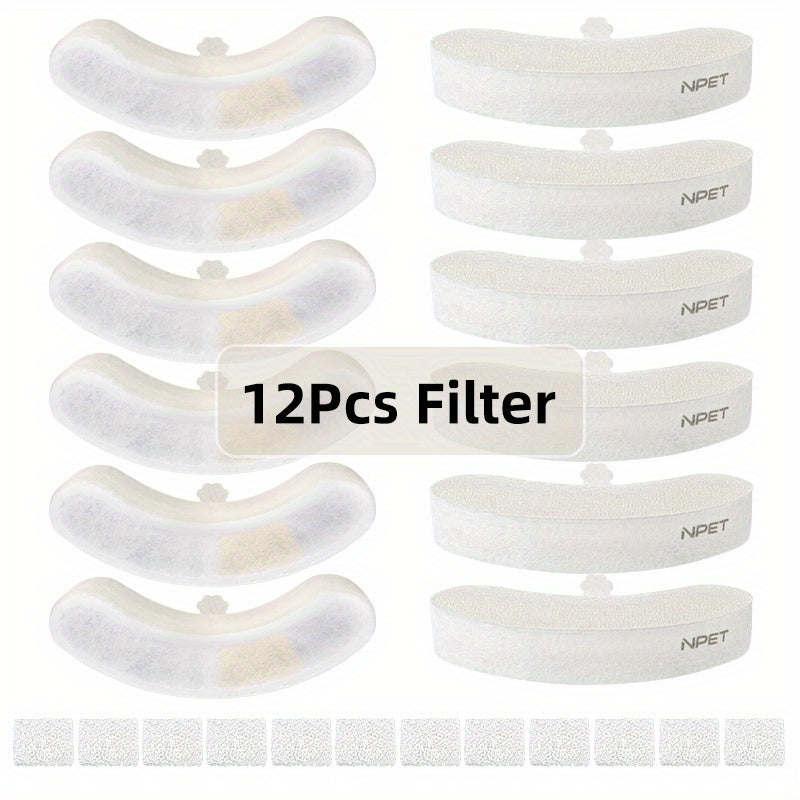 NPET Fountain Replacement Filters for WF050, WF100 and WF210 Cat Water Dispensers, Upgraded Refills in 8, 12, 16, 20 or 24 Piece Packs