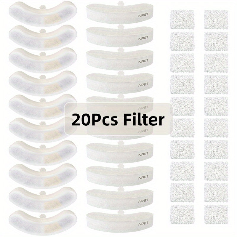NPET Fountain Replacement Filters for WF050, WF100 and WF210 Cat Water Dispensers, Upgraded Refills in 8, 12, 16, 20 or 24 Piece Packs