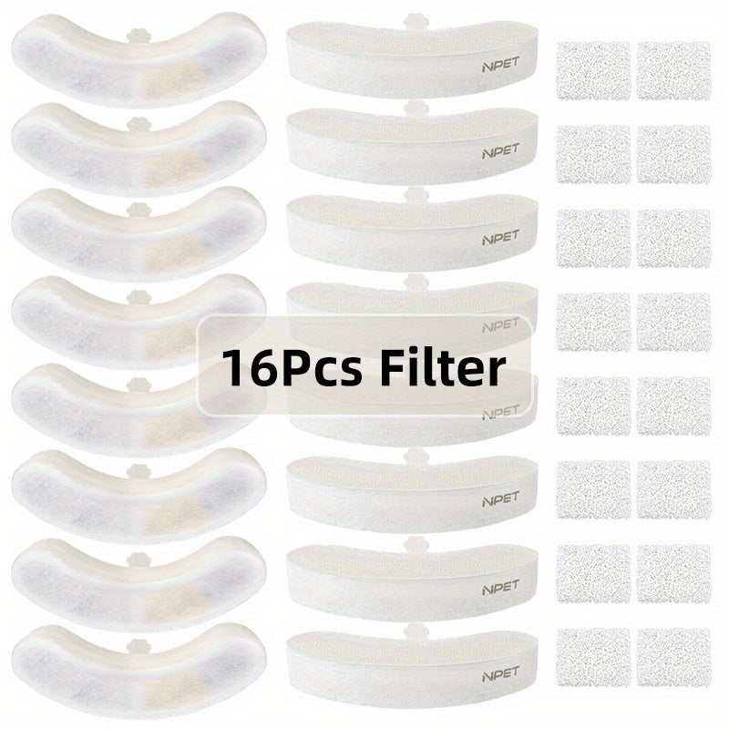 NPET Fountain Replacement Filters for WF050, WF100 and WF210 Cat Water Dispensers, Upgraded Refills in 8, 12, 16, 20 or 24 Piece Packs