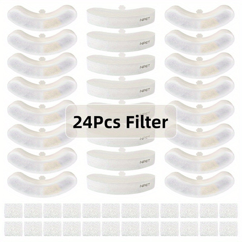 NPET Fountain Replacement Filters for WF050, WF100 and WF210 Cat Water Dispensers, Upgraded Refills in 8, 12, 16, 20 or 24 Piece Packs