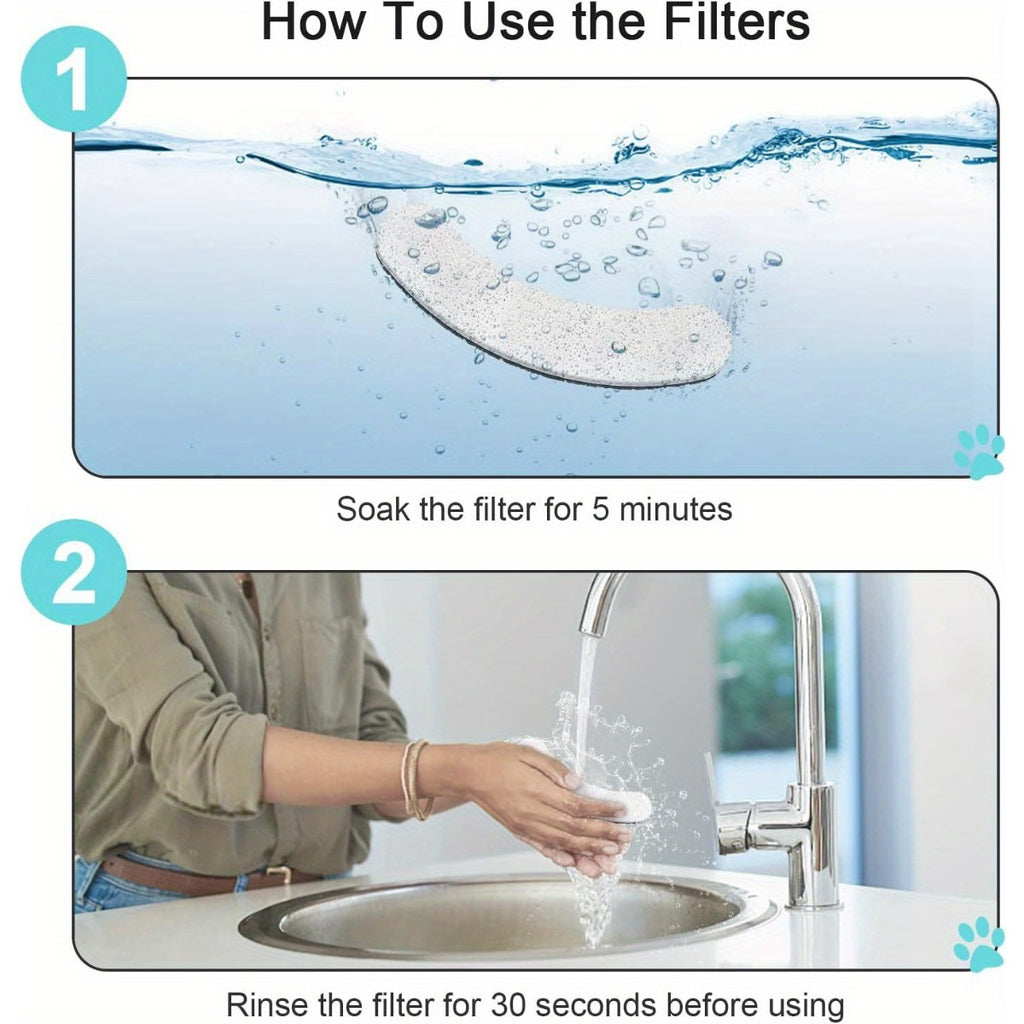 Pet Water Fountain Filters for NPET DF10 and DF30, Activated Carbon Replacement Refills in 4, 16, 20 or 24 Packs for Dog and Cat Drinking Dispensers