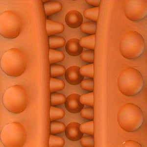 Rubber Dog Chew Bone with Dual Squeakers, Textured Natural Rubber Toy with Beef Scent for Medium and Large Dogs, Interactive Fetch and Supervised Play