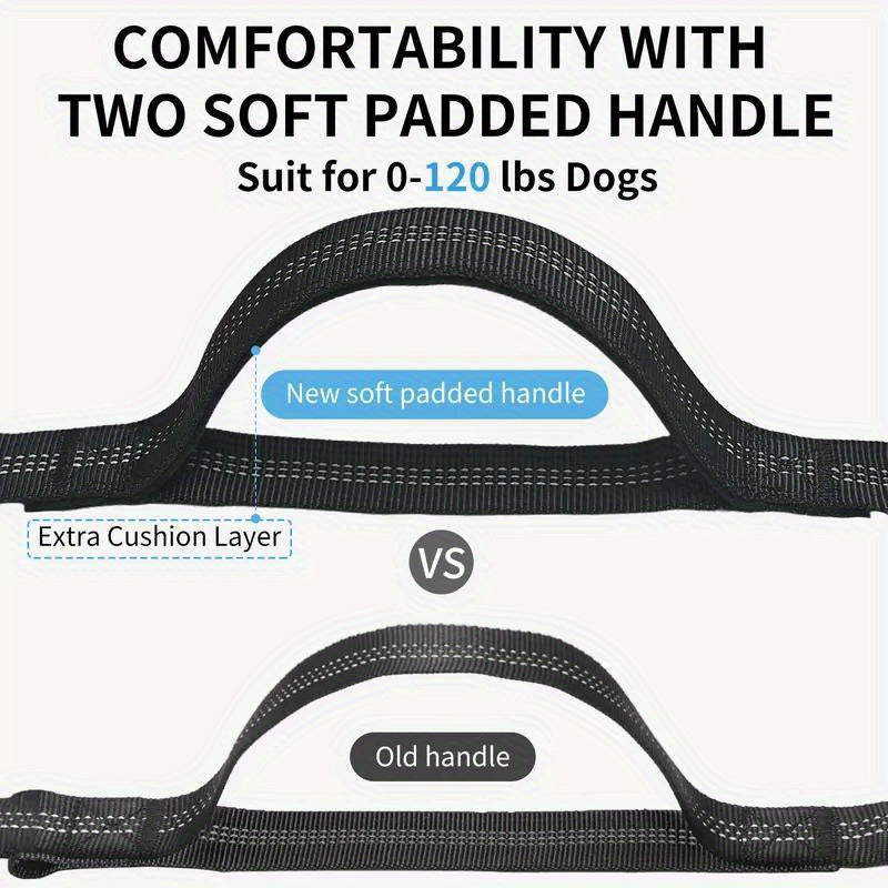 Dog Running Leash with Double Handles, Adjustable Hands-Free Elastic Lead for Medium and Large Dogs, Blue or Gray for Jogging and Daily Walks