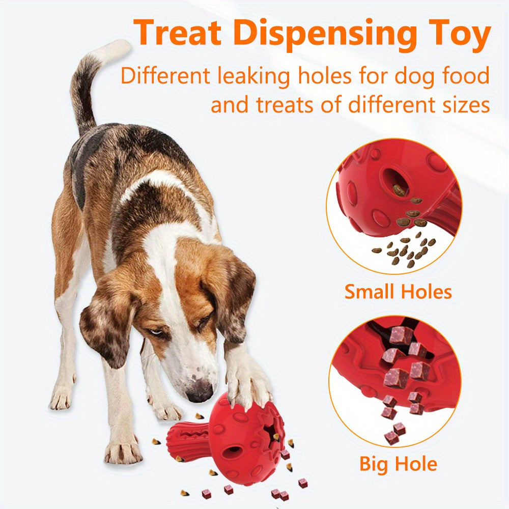 Treat Dispensing Dog Toy in Mushroom Shape, Beef-Scented Rubber Puzzle Chew for Medium and Large Dogs, 3.9 x 5.1 Inches in Red or Yellow