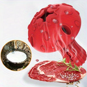 Treat Dispensing Dog Toy in Mushroom Shape, Beef-Scented Rubber Puzzle Chew for Medium and Large Dogs, 3.9 x 5.1 Inches in Red or Yellow