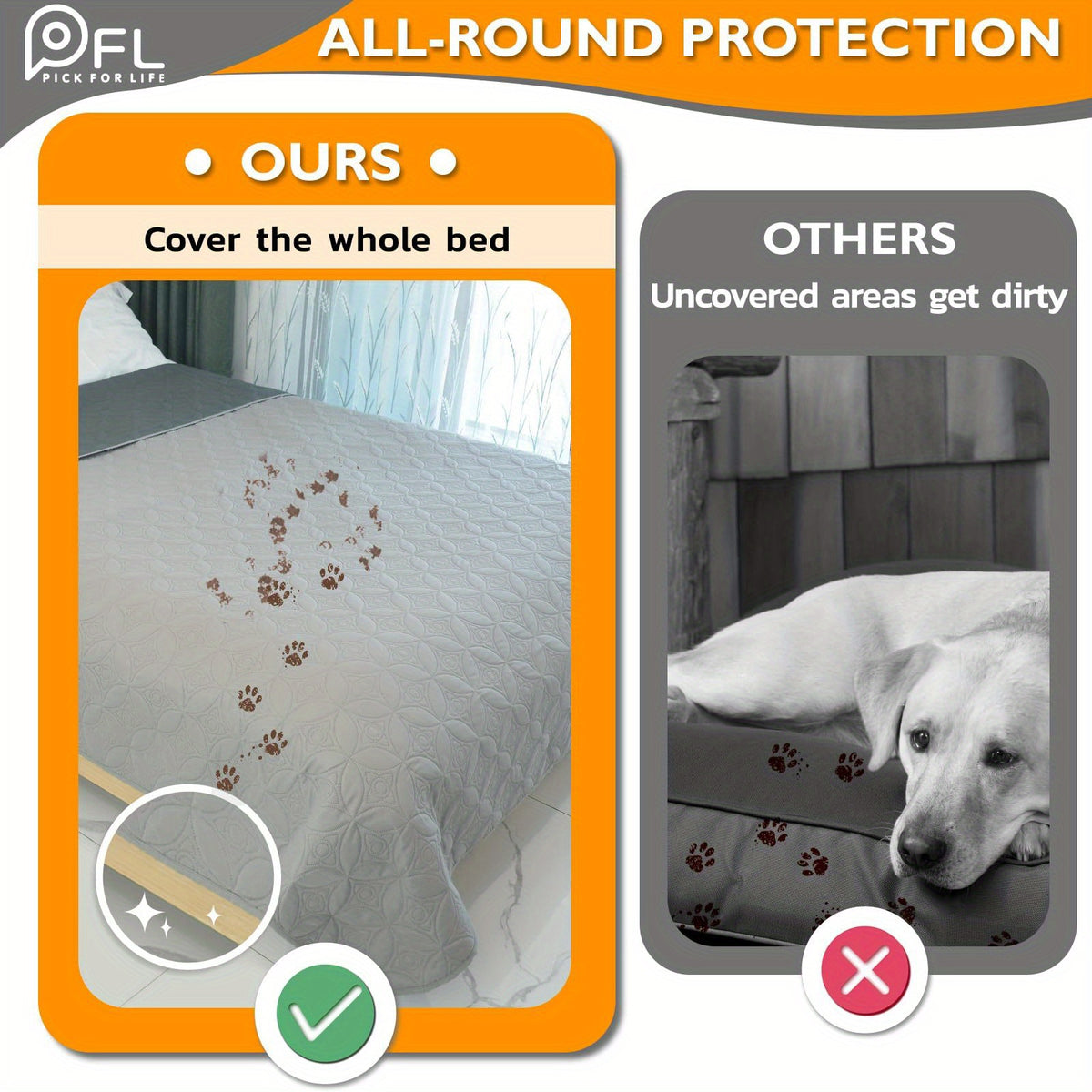 Reversible Dog Blankets 2 Pack, Soft Washable Pet Furniture Protectors for Large Dogs, Couch and Dog Bed Covers in Three Size Options