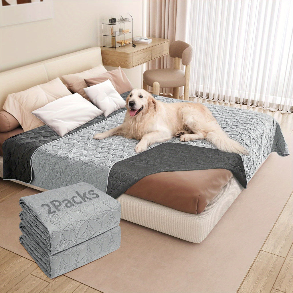 Reversible Dog Blankets 2 Pack, Soft Washable Pet Furniture Protectors for Large Dogs, Couch and Dog Bed Covers in Three Size Options