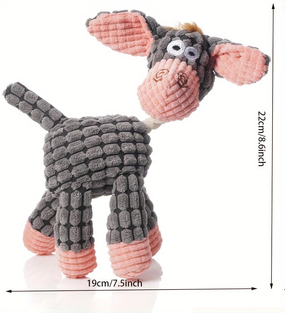 Washable Squeaky Plush Dog Toy for Small and Medium Dogs, Seven Animal Style Options with Goat, Giraffe, Donkey and Puppy Designs for Gentle Play