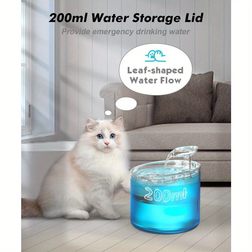 Cat Water Fountain with LED Light, 54oz 1.6L Quiet Triple-Filtered Pet Drinking Dispenser with 200ml Emergency Lid for Indoor Cats and Small Dogs