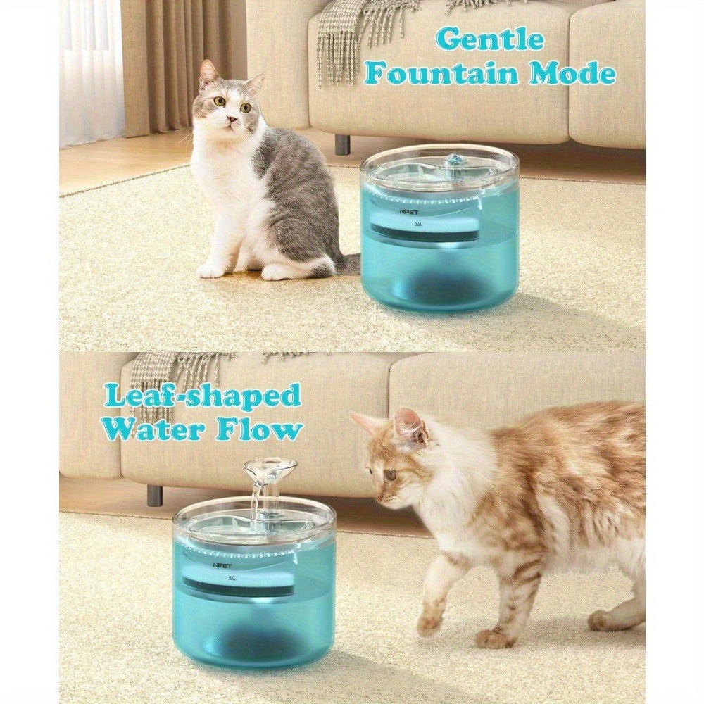 Cat Water Fountain with LED Light, 54oz 1.6L Quiet Triple-Filtered Pet Drinking Dispenser with 200ml Emergency Lid for Indoor Cats and Small Dogs