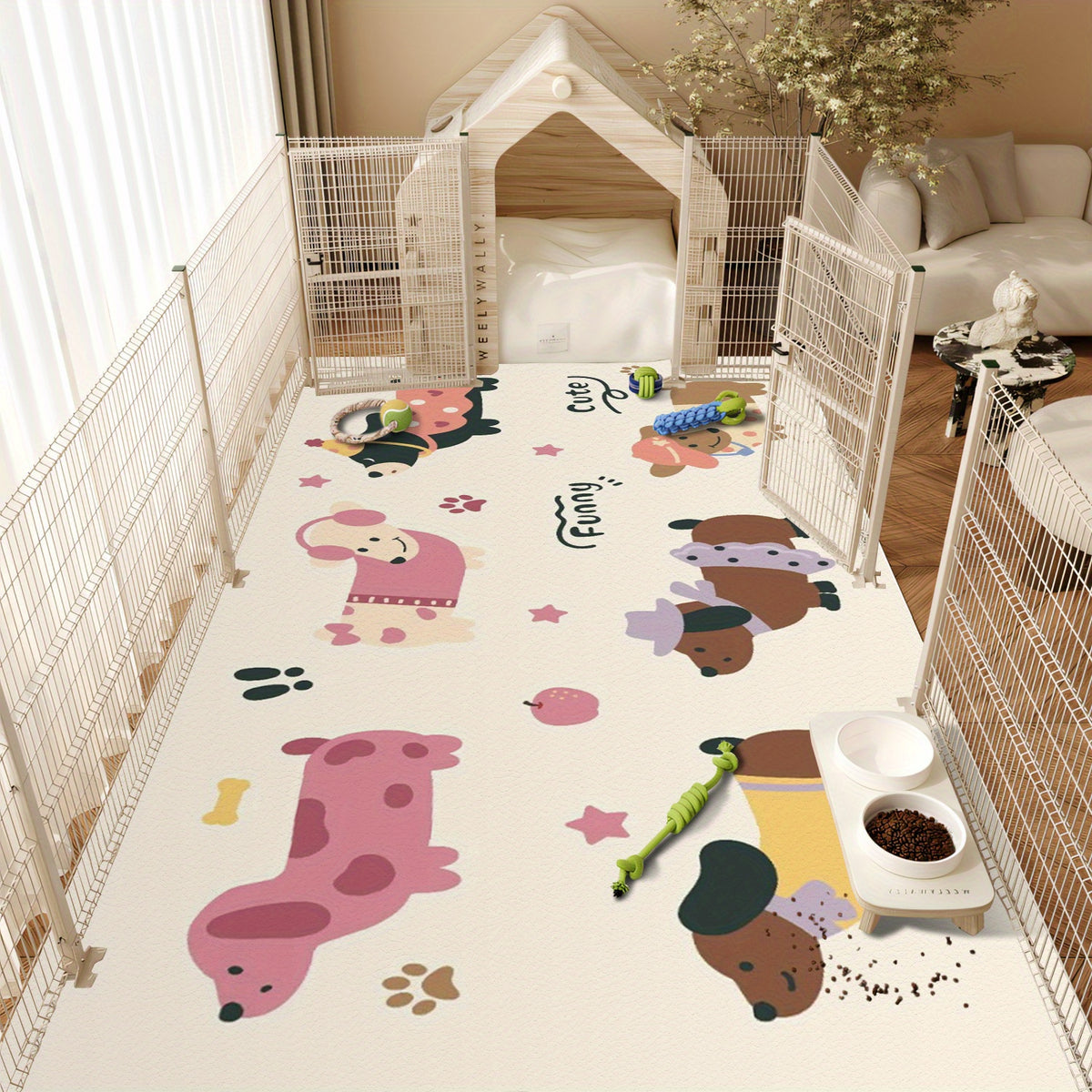 PVC Pet Crate Mat with Litchi Pattern, Easy-Clean Non-Slip Cage Liner for Dogs and Cats, Single-Piece Cut-to-Fit Design for Indoor Pet Areas