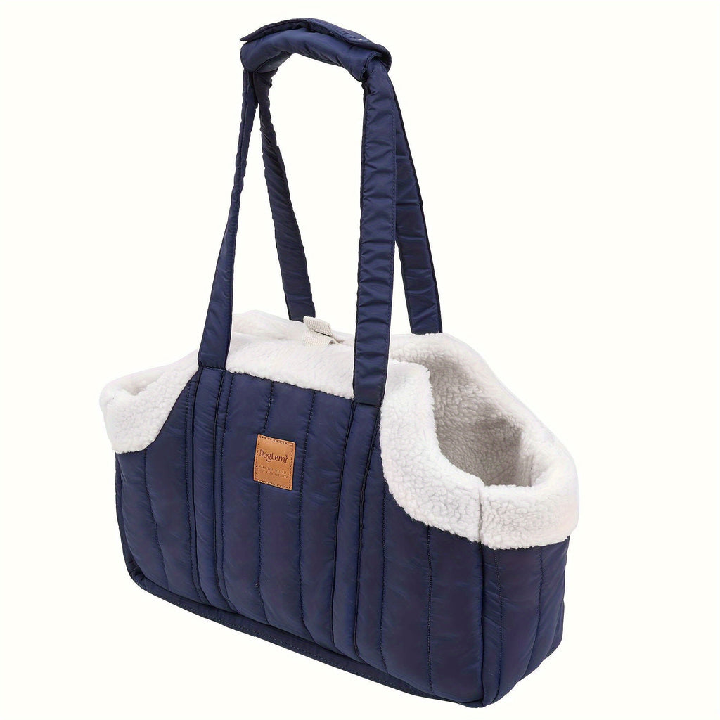 Pet Carrier Handbag with Snap Closure, Open-Top Winter Carrying Bag for Cool-Weather Outings in Green, Beige or Grey by Goodie Pet