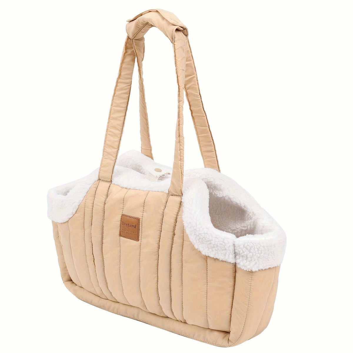 Pet Carrier Handbag with Snap Closure, Open-Top Winter Carrying Bag for Cool-Weather Outings in Green, Beige or Grey by Goodie Pet