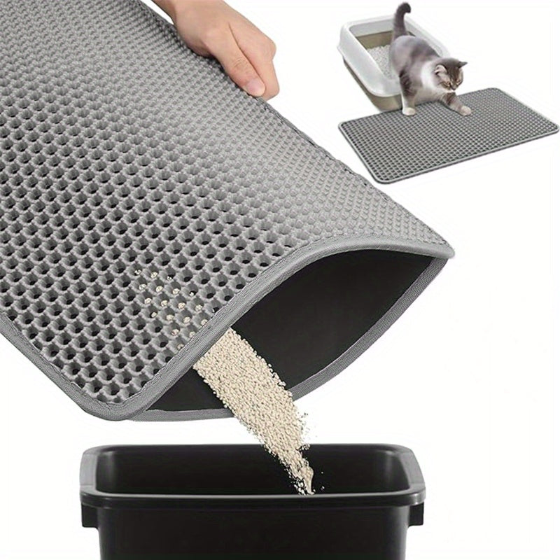 Cat Litter Trapper Mat, 15.7 x 19.7 Inch Double-Layer Honeycomb Litter Catcher with Waterproof Non-Slip Design for Indoor Cat Litter Box Areas