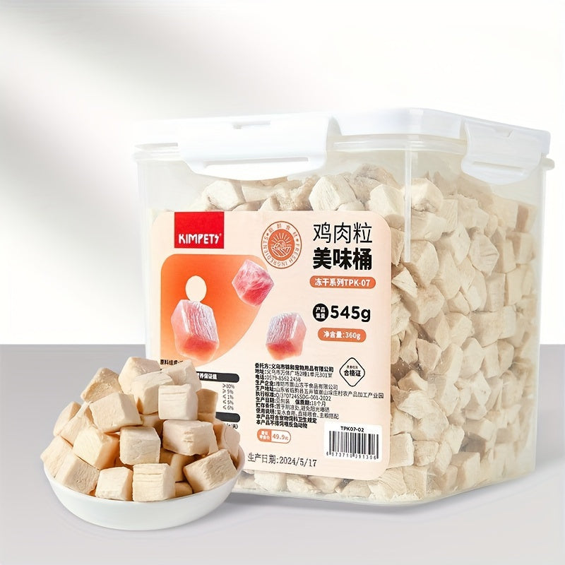 Freeze Dried Chicken Breast Treats for Dogs & Cats, Chicken Chunks in Chicken Bucket Option for Pet Snack Time and Reward Routines