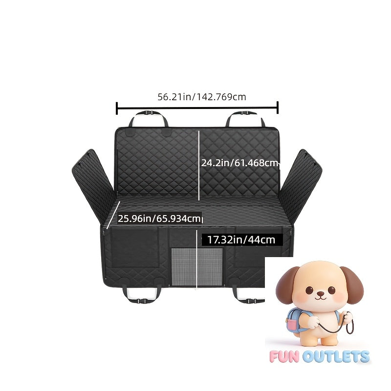 Dog Backseat Expander with Hard Bottom, Rear Seat Cover and Pet Hammock Extension for Compatible Cars, SUVs and Trucks, Single-Unit Travel Setup
