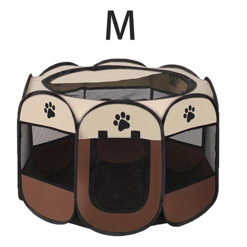 Foldable Pet Playpen with Zipper and Mesh Panels, Portable Cat and Puppy Enclosure in Three Sizes for Supervised Indoor and Outdoor Use