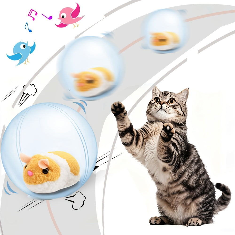 Rechargeable Cat Toy Ball with Motion Activated Movement, Automatic Indoor Chase Toy in Blue or Pink with Rabbit or Squirrel Style Options