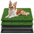 Dog Grass Potty Tray with Two Washable Turf Mats, 3-Layer Artificial Grass Puppy Toilet with Drainage Grate for Indoor and Outdoor Training