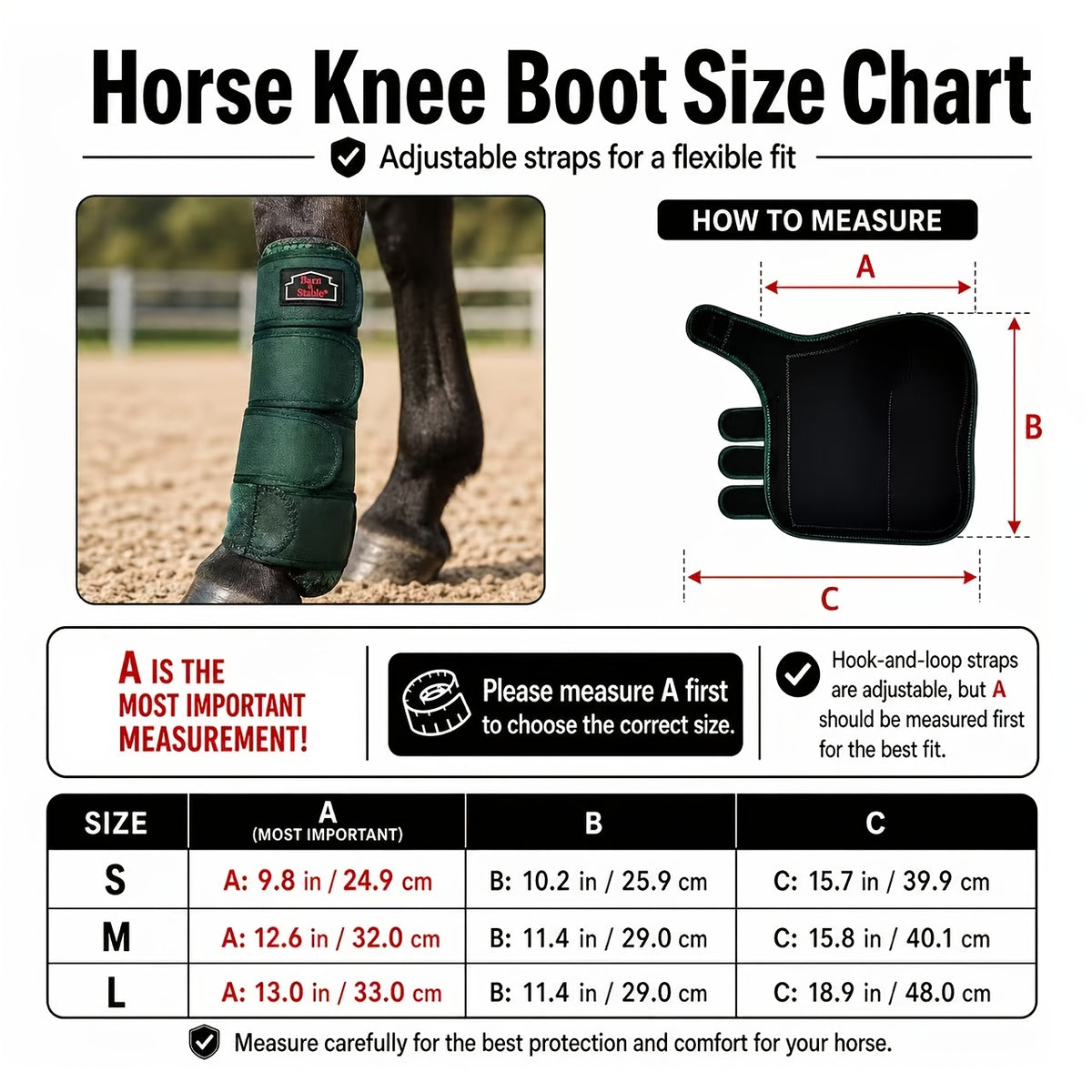 Breathable Horse Boots with Foam Cushioning and Adjustable Quick-Grip Closures, Front and Rear Leg Wraps for Endurance Training in Small, Medium and Large