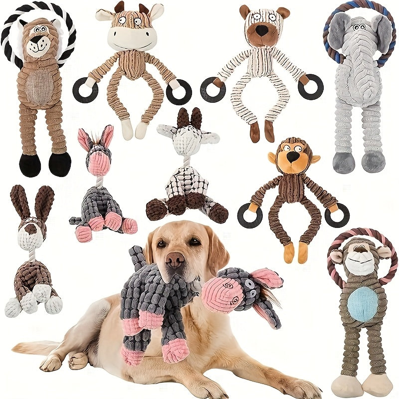 Squeaky Plush Dog Toy Assortment, 10-Piece or 4-Piece Random Animal Set for Supervised Gentle Chewing, Interactive Games and Puppy Playtime