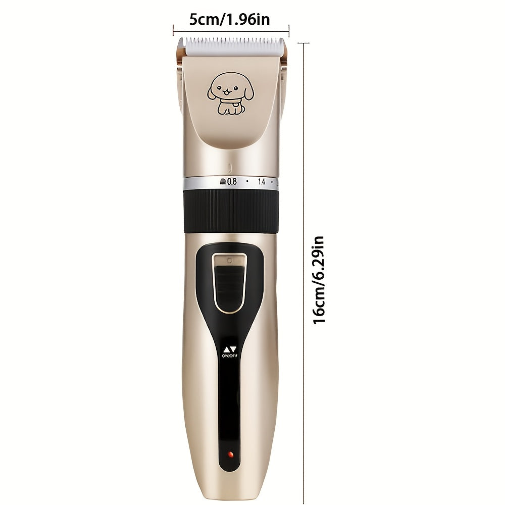 Electric Dog Grooming Clippers, Low-Noise USB Rechargeable Pet Hair Trimmer for Dogs and Cats, Golden or Red with 12-Piece Set Options