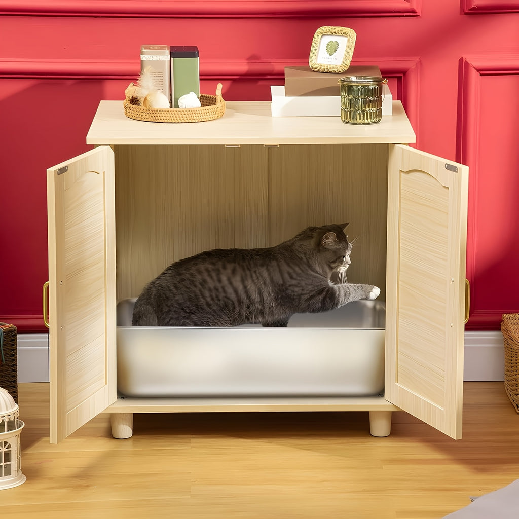 Stainless Steel Cat Litter Box Twin Set, 2-Pack Easy-Clean Metal Litter Pans with 2 Scoops and Non-Slip Bottom Pads, Three Size Options