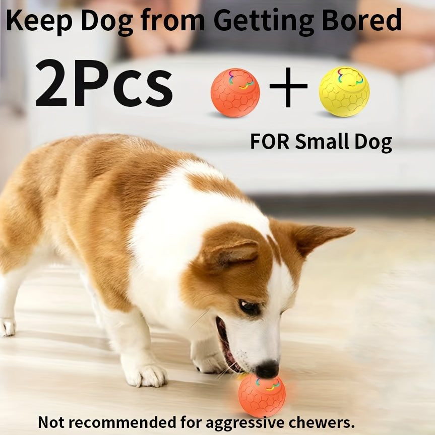 Interactive Pet Balls 2 Pack with Motion Sensor and Flashing Lights, USB Rechargeable Jumping and Rolling Toys for Small Dogs and Cats, Two Modes