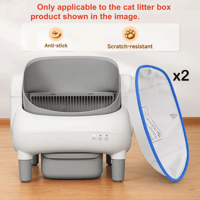 Litter Box Replacement Pads 2 Pack, Waterproof PP Liners 16.55 x 13.08 Inches for Compatible Self-Cleaning Cat Toilets and Routine Cleanup