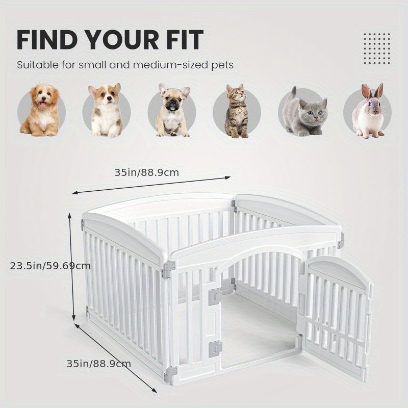 Portable Dog Playpen with Locking Door and Non-Slip Bottom, 4 or 6 Panel Lightweight Puppy Exercise Pen for Indoor and Outdoor Use