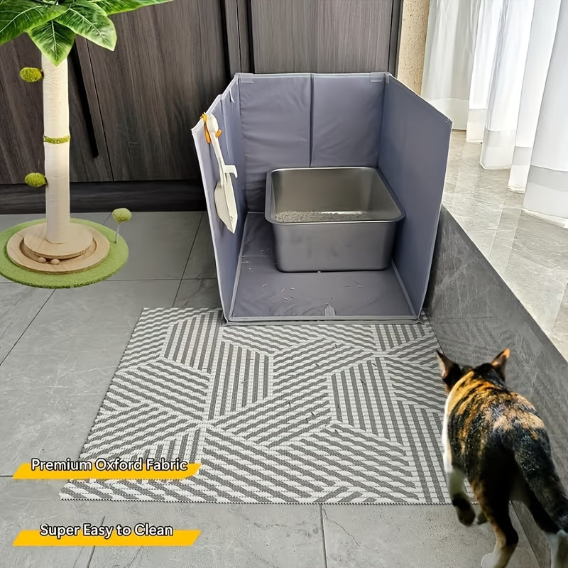 Cat Litter Box Privacy Screen with Surrounding Panels, Litter Tray Fence Enclosure for Indoor Cat Corners, Apartments and Multi-Cat Homes