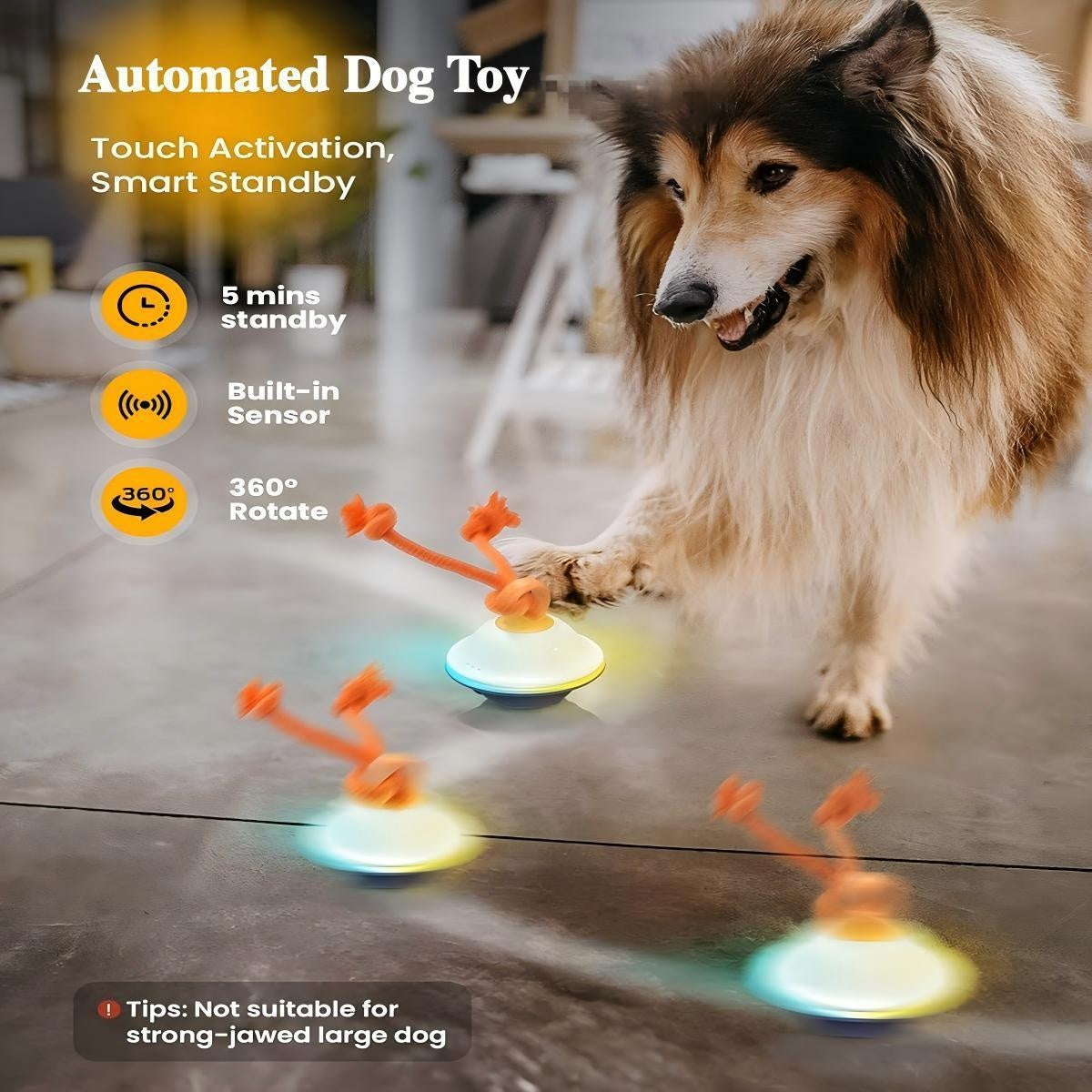 Automatic Rolling Dog Ball with Voice Recording and Rope, Interactive Moving Puppy Toy for Small and Medium Dogs, Supervised Chase Play