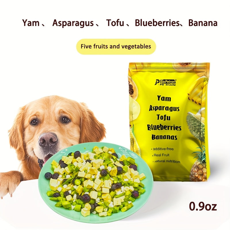 Freeze Dried Dog Treats with Fruit and Vegetable Options, Six Selectable Snack Styles for Supervised Training Rewards and Dog Food Toppers