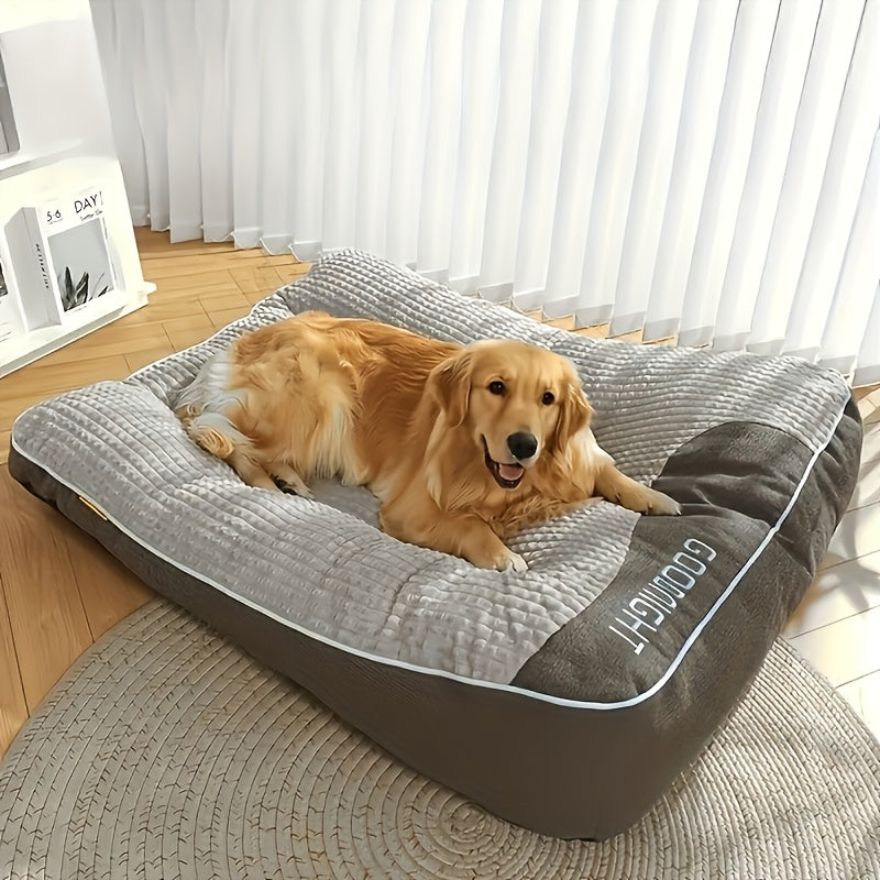 Thickened Dog Bed in Grey, Washable Non-Removable Pet Sleeping Bed for Cats and Small to Large Dogs, Four Sizes for Cozy Fall and Winter Rest