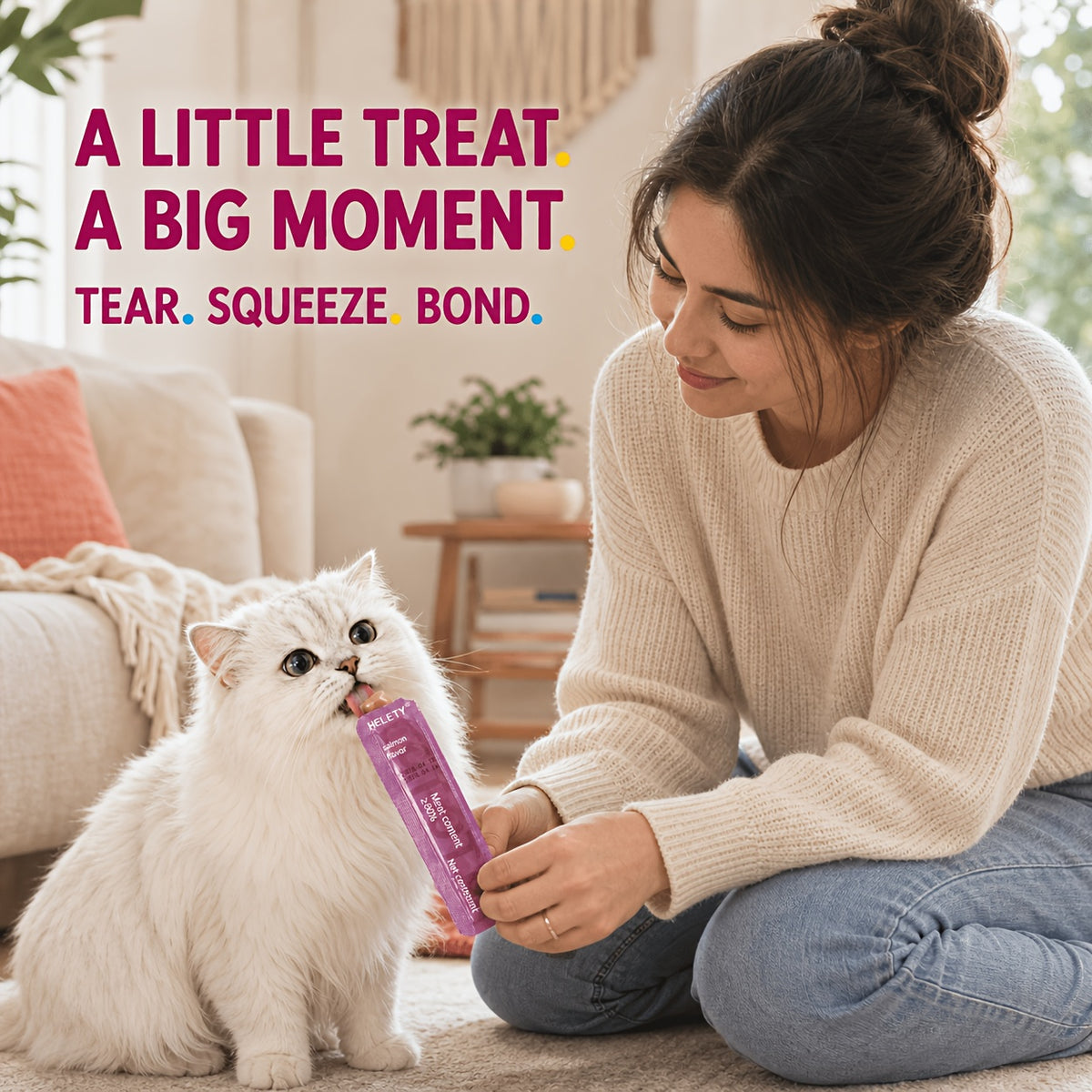 Creamy Lickable Cat Treats 15g, Squeeze Cat Snacks and Food Topper in Tuna, Salmon or Chicken, 10 Count Packs or 30 Count Chicken Option