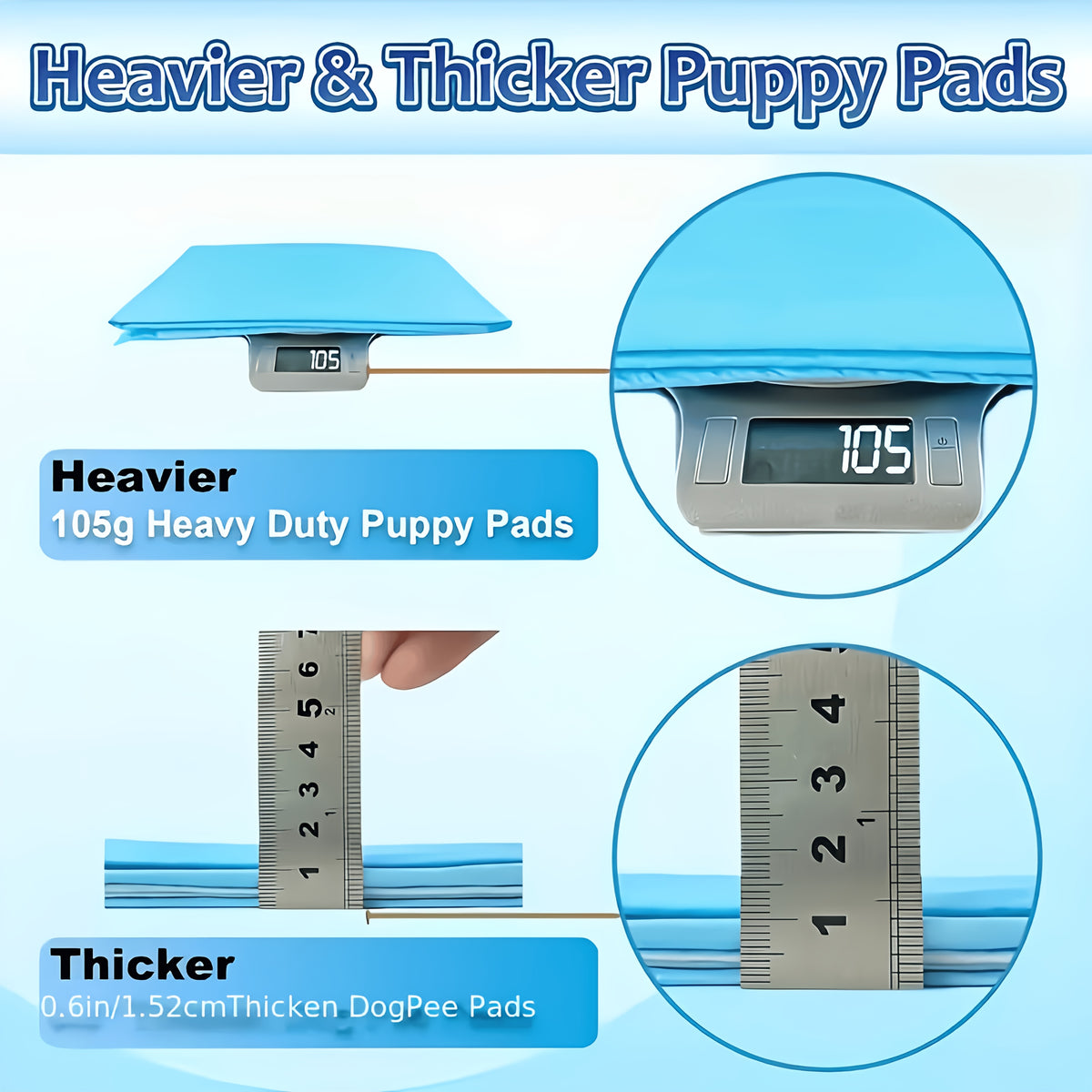 Dog Pee Pads 31 x 47 Inch, 60 Count Six-Layer Absorbent Potty Training Pads with Extra Large Coverage for Large Dogs and Indoor Pet Cleanup