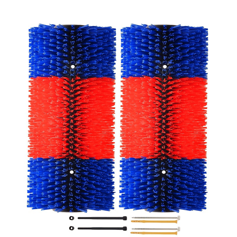 Horse Grooming Scratcher Set for Cattle and Livestock, 2 or 4 Pieces with Rounded Edges and Screws, Color Options and Selected Cleaning Brush Bundles