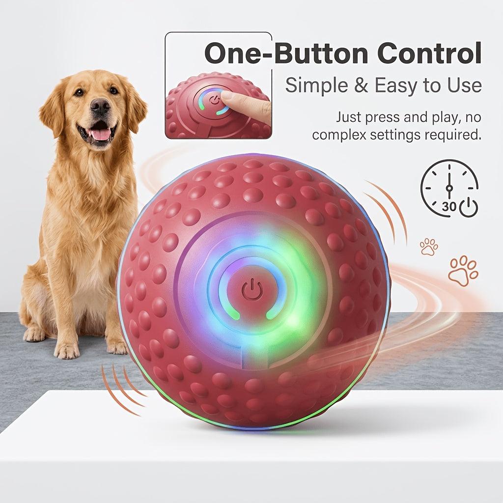 Electric Rolling Dog Toy Ball in Red, Automatic Moving Pet Ball for Interactive Chase Games, Supervised Playtime and Everyday Enrichment