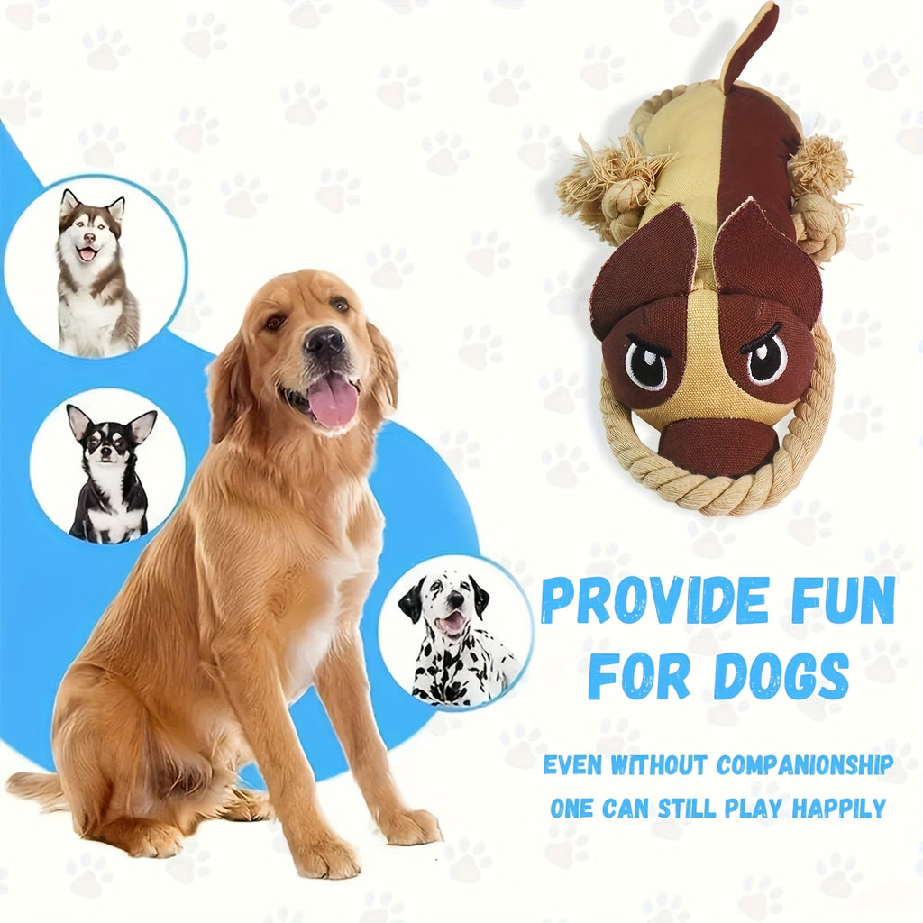 Squeaky Crinkle Rope Dog Toy with Minimal Stuffing, French Bulldog or Spring Cow Plush Styles for Supervised Gentle Tug and Interactive Puppy Play